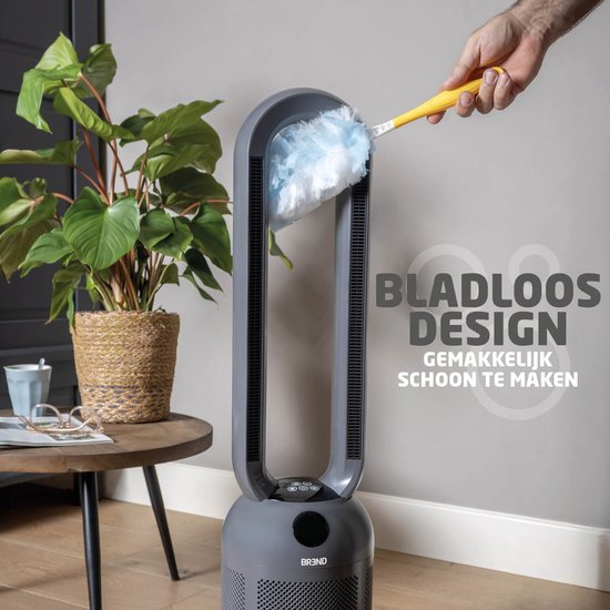 BREND BR-2243 Heizlüfter ohne Lamellen - 2200 Watt - Lamellenlos - LED-Anzeige - Timer - Oszillation - Sicher für Kinder und Haustiere - Dunkelgrau