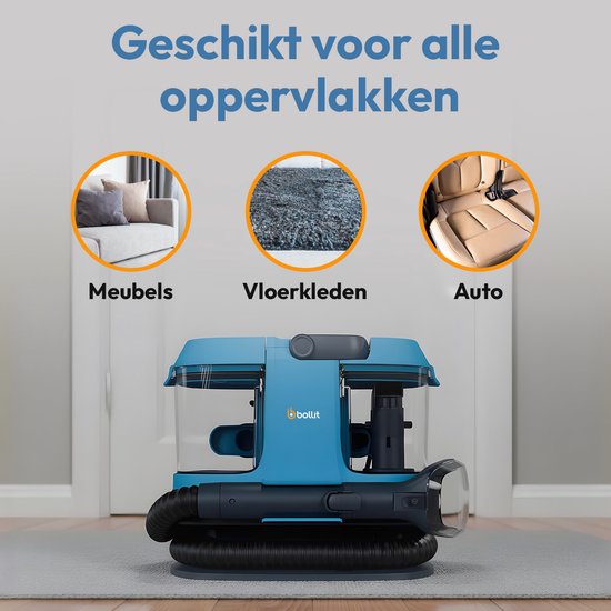 BOLLIT 4-in-1 600 W Kompakter Teppichreiniger – Fleckenentferner & Polsterreiniger – Für Sofas, Autos und Matratzen – Nasssauger – Möbelreiniger – Reinigungsgerät – Sitzreiniger – Matratzenreiniger – Textilreiniger
