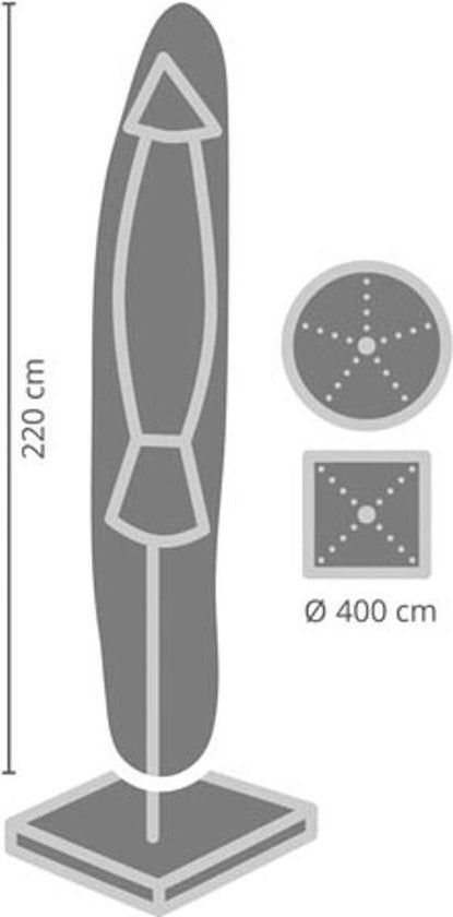 Perel Outdoor-Abdeckung für Sonnenschirm, grau, 220 cm x 40 cm