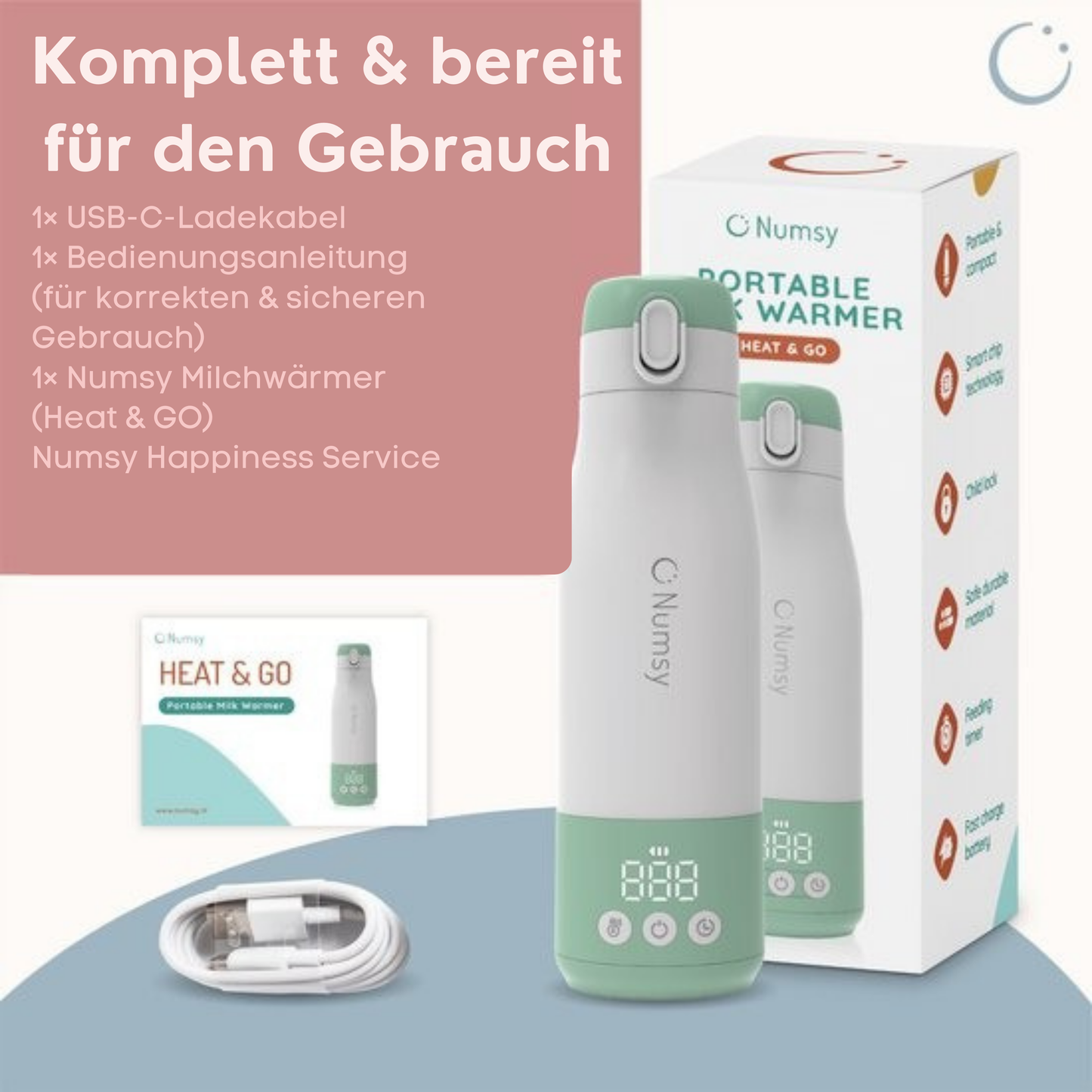 Numsy Thermosflaschenwärmer für unterwegs - Kabellos - 350 mL