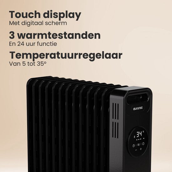 Auronic Ölradiator - Elektrischer Heizkörper - 2500W Heizkörper - Schwarz