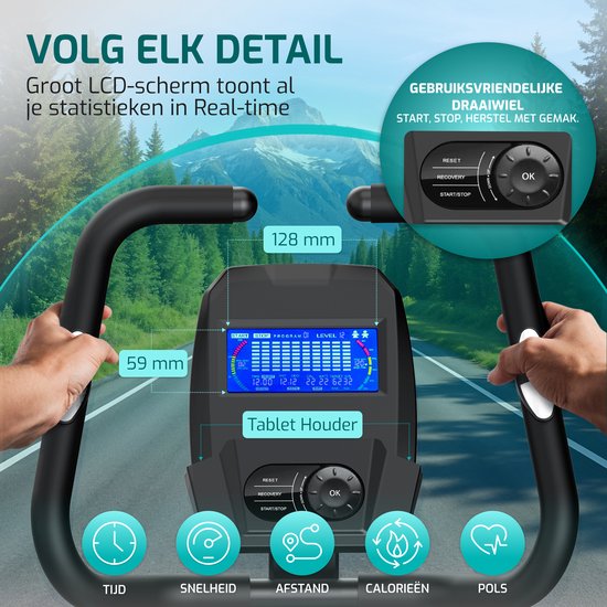 FITAGE Hometrainer - Fitness Bike mit 32 Widerstandsstufen - Tablet Halterung für Bluetooth Kinomap & Zwift - Bike Low Entry, Ergonomisch & Leise - Hometrainer Fitness für Zuhause