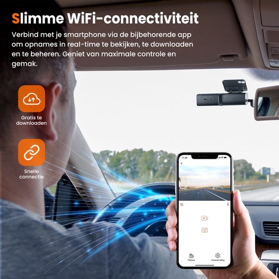 Dashcam für Auto vorne und hinten - 4K und 64GB - Dual Dashcam - G-Sensor und Zeitrafferfunktion - Schwarz - von Faas