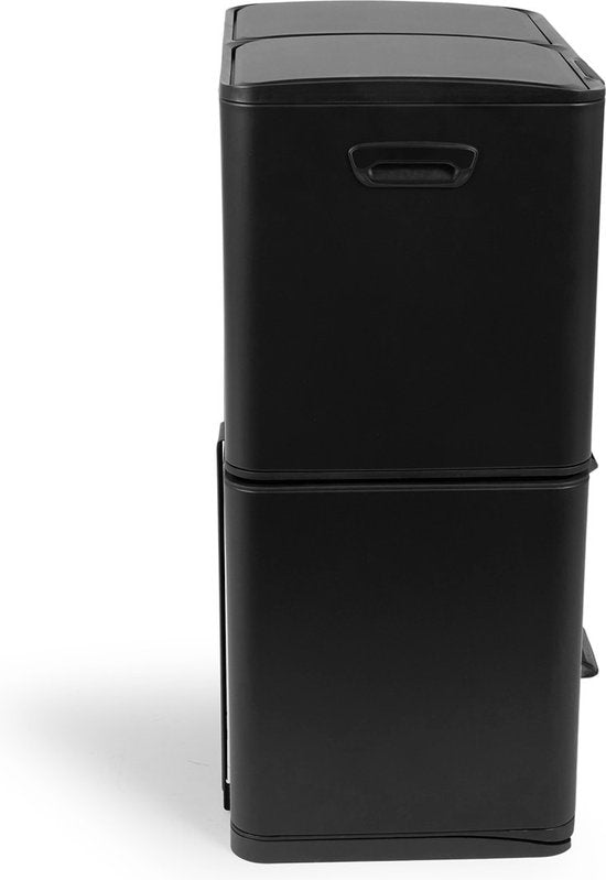 Umuzi Reinigungsabfallbehälter - 60L - Soft Close - Mattschwarz - Abfalltrennung 3 Behälter - 47 x 39 x 72