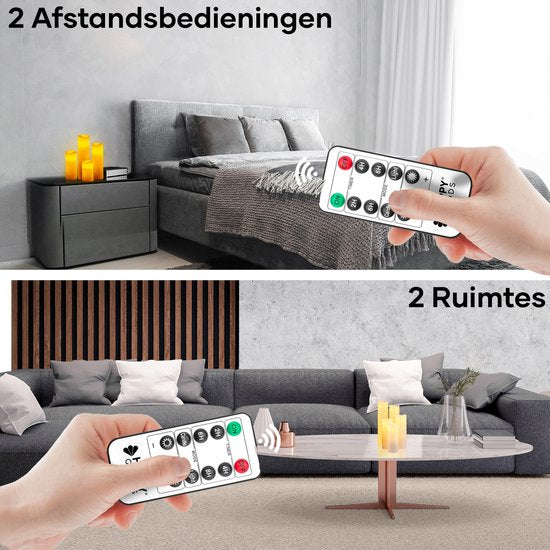 Happy Goods® - 9-teiliges Led-Kerzen-Set - ECHTES WACHS - 2 Fernbedienungen - bewegliche Flamme