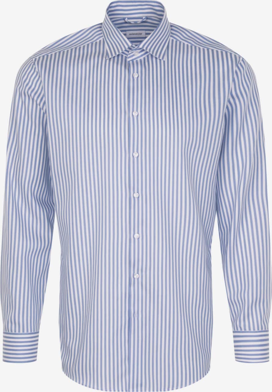 SEIDENSTICKER Regular Fit Business Hemd Blau Denim/Weiß, Langarm, Kentkragen