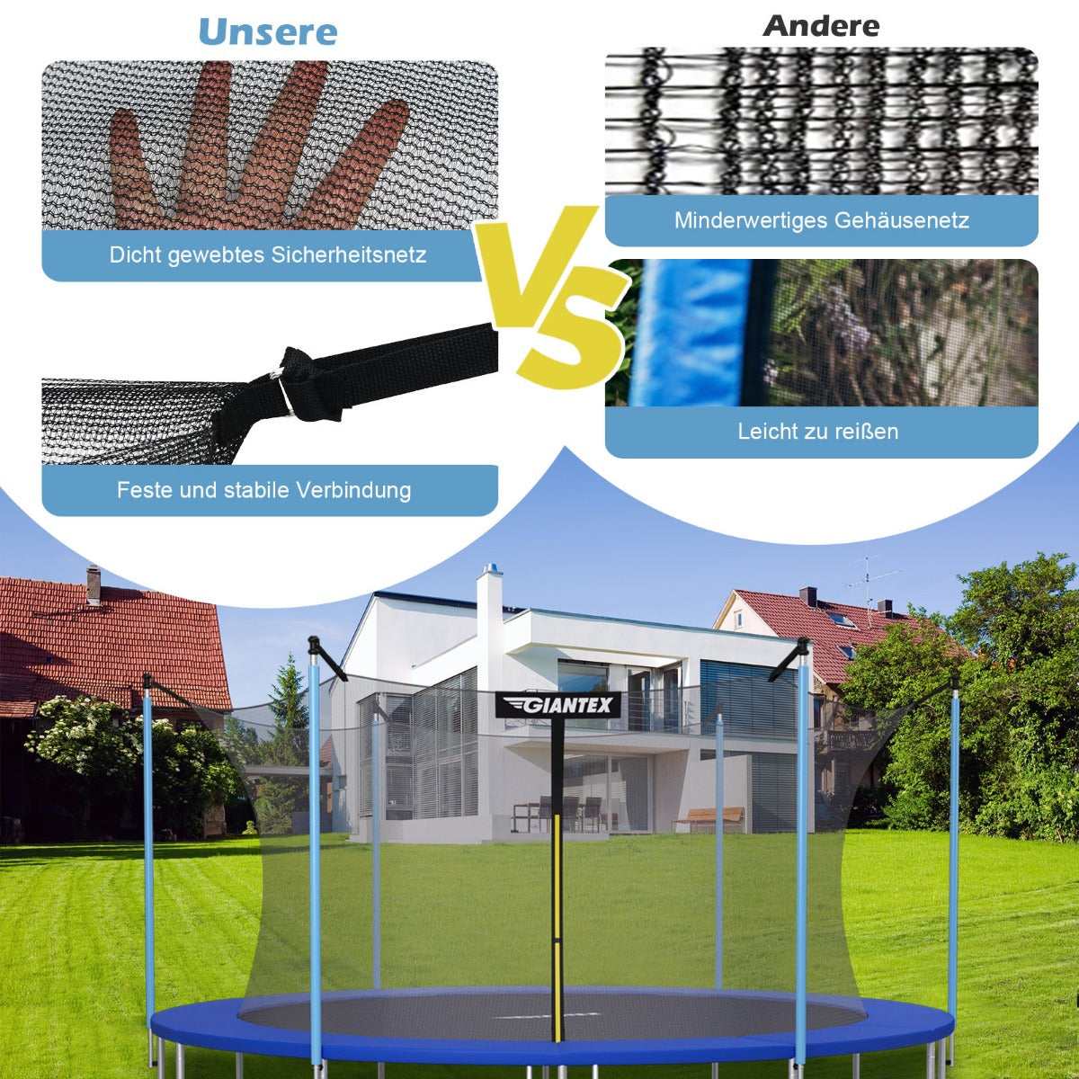 Coast Sicherheitsnetz für Trampolin Ø487 cm x 180 cm - Schwarz