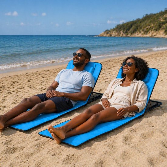 Ceruzo Strandmatten-Set 2 – Verstellbare Rückenlehne – Zusammenklappbar – Aquablau