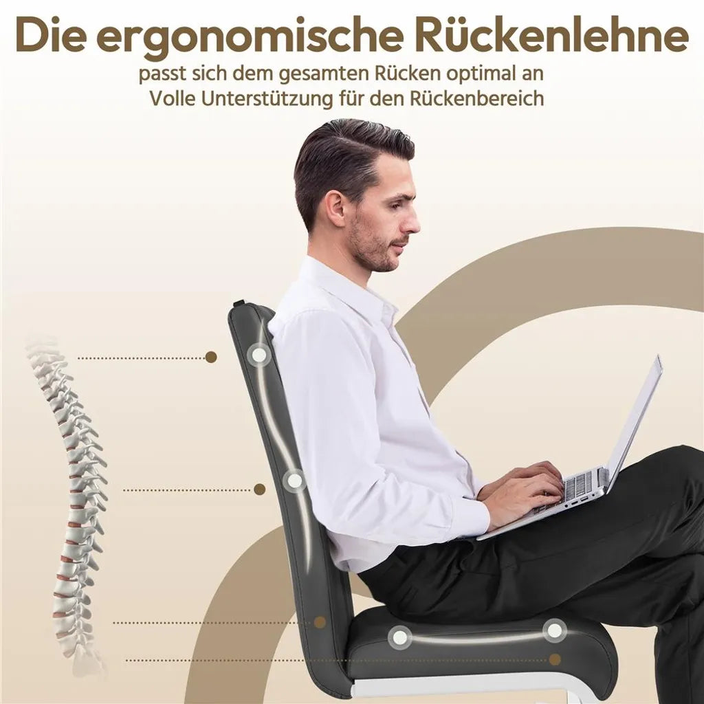 Yaheetech 2er-Set Esszimmerstühle 59 x 40,5 x 98,5 cm – Dunkelgrau – Cantilever-Stühle aus Kunstleder
