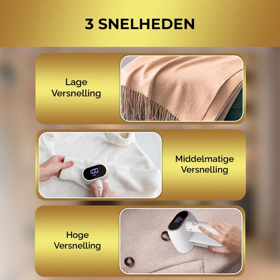 MostEssential - Premium Fusselentferner LR218 - USB-C Schnellladefunktion - Kabellos - 2000 mAh Akku - 17.000 U/min - Weiß