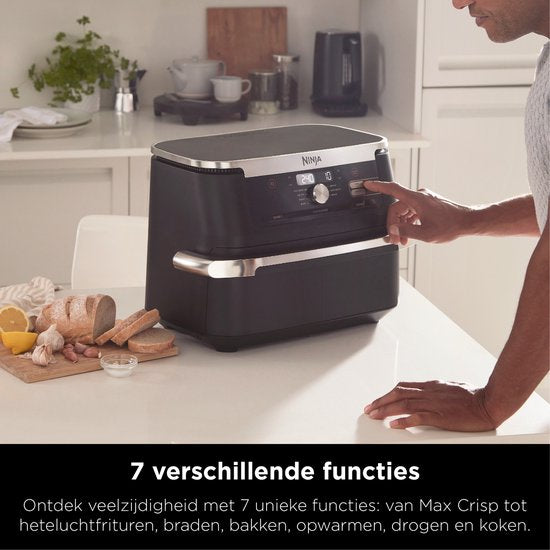 Ninja Foodi FlexDrawer Heißluftfritteuse, DualZone mit herausnehmbarer Trennwand, großer Einschub mit 10,4 l Fassungsvermögen, spülmaschinenfeste Teile mit Antihaftbeschichtung – Schwarz – AF500EU