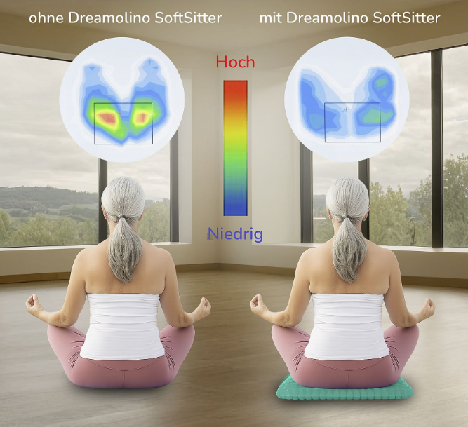 Dreamolino SoftSitter Gel-Sitzkissen – Grün – 42 x 37 x 3,5 cm – Druckentlastender Komfort für zu Hause, im Auto und im Büro