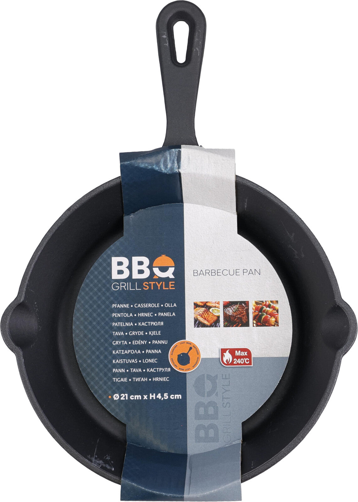 BBQ-Grillpfanne – Gusseisen – 21 x 4,5 cm – mit Griff