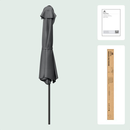 LifeGoods Balkon Sonnenschirm - Garten - 270x135 cm - Halbkreisförmiger Sonnenschirm - Wasserdicht - UPF50+ - Dunkelgrau