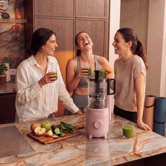 Safecourt Kitchen Slow Juicer - leistungsstarker Motor [Vorschneider & Kaltpress-Technologie] - einfache Reinigung - BPA-frei - Entsafter Pink