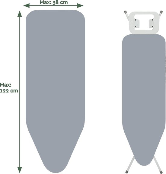 BRASQ Bügelbrettbezug IBC Bügelbrettbezug Grau – Komplettset – 122 x 38 cm – Hochwertige Baumwolle – Universell einsetzbar
