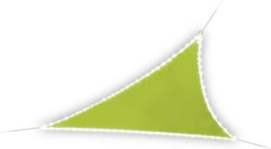 Perel-Sonnenschutz mit 107 LEDs, wasserabweisend, 3,6 x 3,6 x 3,6 m, 160 g/m², IP44, solarbetrieben, Polyester, dreieckig, limettengrün