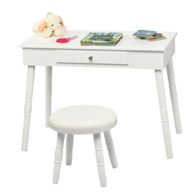 Coast Schminktisch für Kinder - Mit Schublade - Inkl. Hocker - Weiß