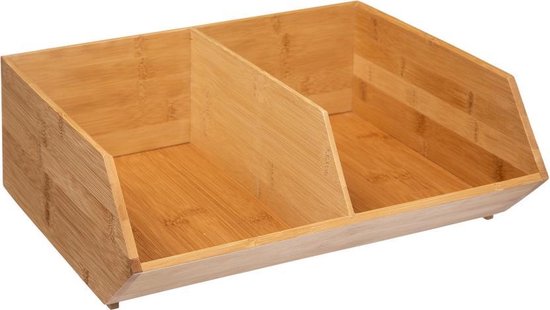 5Five Stapelbarer Aufbewahrungskorb mit 1 Fach – L 18 x B 15,5 x H 12 cm – Bambusholz – hellbraun