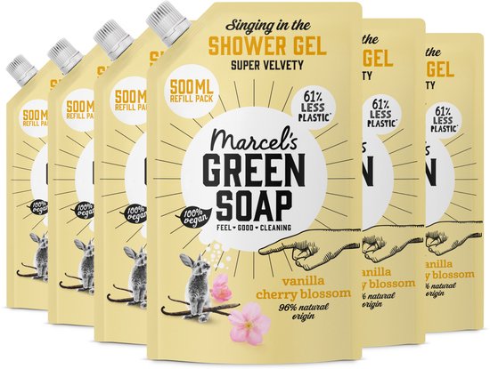 Marcel's Green Soap Duschgel-Nachfüllpackung – Vanille & Kirschblüte – 6 x 500 ml