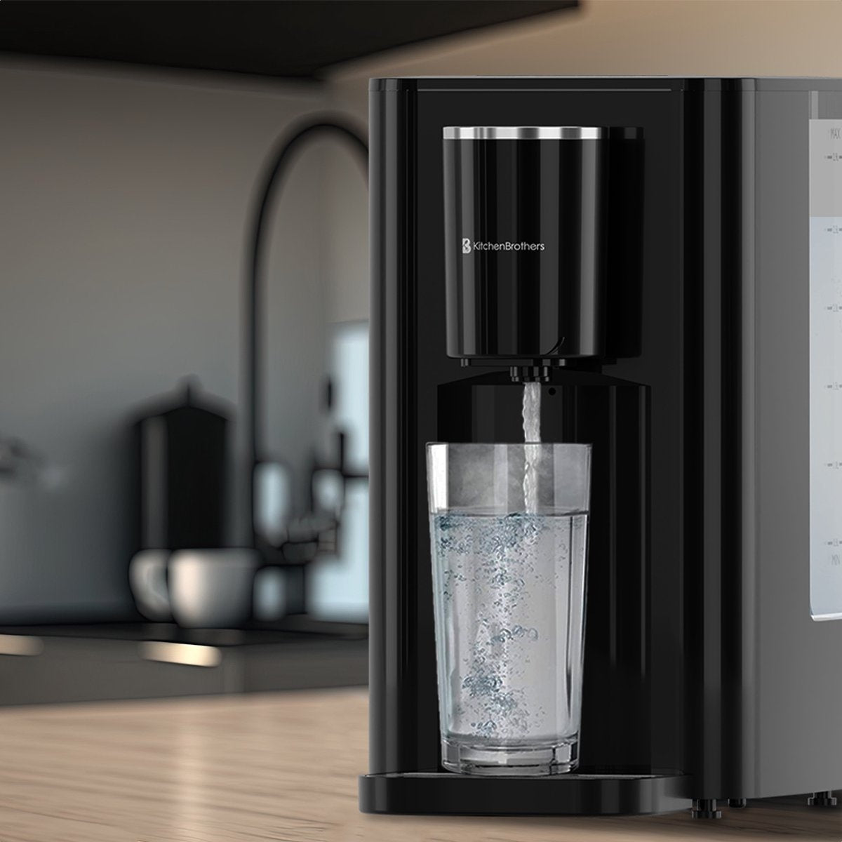 KitchenBrothers Heißwasserspender - 2.9L - Touch Display - Heißwasserhahn - 2600W - Schwarz