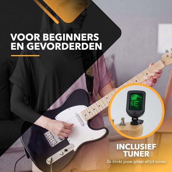 Finesse E-Gitarre mit Verstärker – inklusive Videokurs – TE-Gitarre – Erwachsene – Kinder – Schwarz