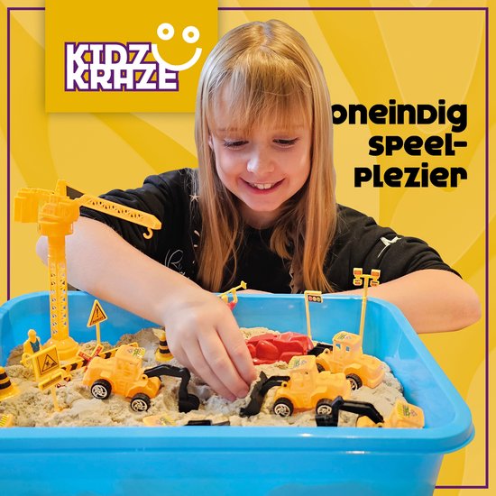 KidzKraze® Building World Play Sand - 1,6 kg brauner klebriger Zimmersand - Mit Förmchen - Inklusive Spiel und Aufbewahrungskoffer - Sensory - Für Kinder - Das große Spielzeugbuch 2025