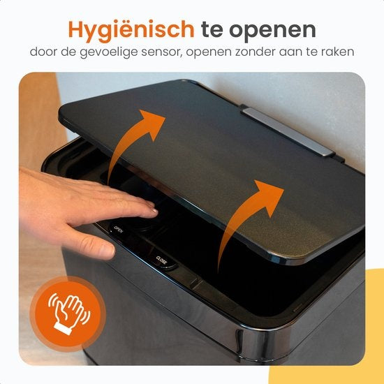 Goliving Automatic Sensor Trashcan 64 Liter - Küchenabfalleimer - Abfalleimer Mülltrennung - Hands-free sensor - Feuchtigkeitsresistent - Schließrand - Langlebiger Edelstahl - 40L + 2x12L + 8L - Silber