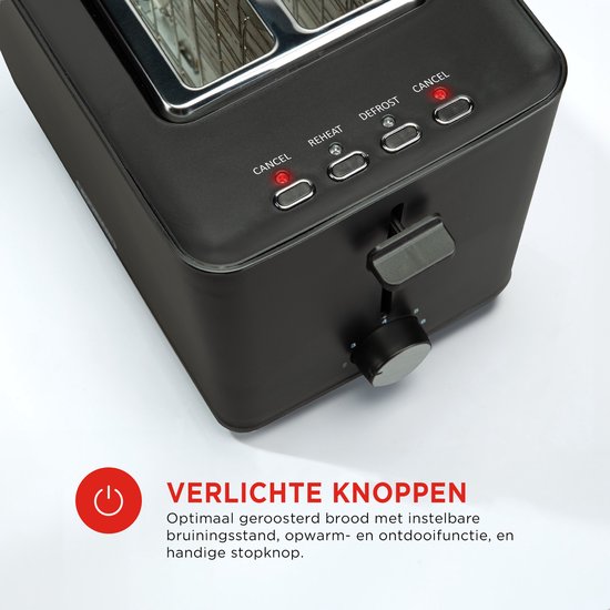 Bourgini Toasti Toaster - Toaster mit Toasti-Clips - Schwarz- Extra breiter Schlitz, geeignet für 2 getoastete Sandwiches - Einstellbare Bräunungsstufe und Auftaufunktion
