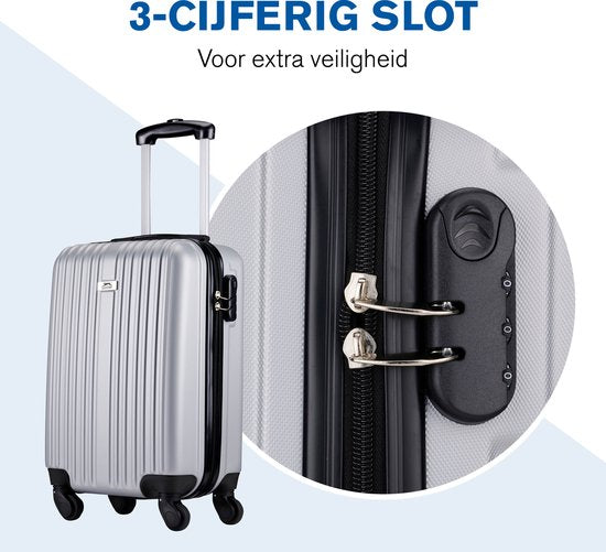 Slazenger - Kofferset 2 Stück - Handgepäcktrolley 26L und geräumiger Koffer 71L - Silber