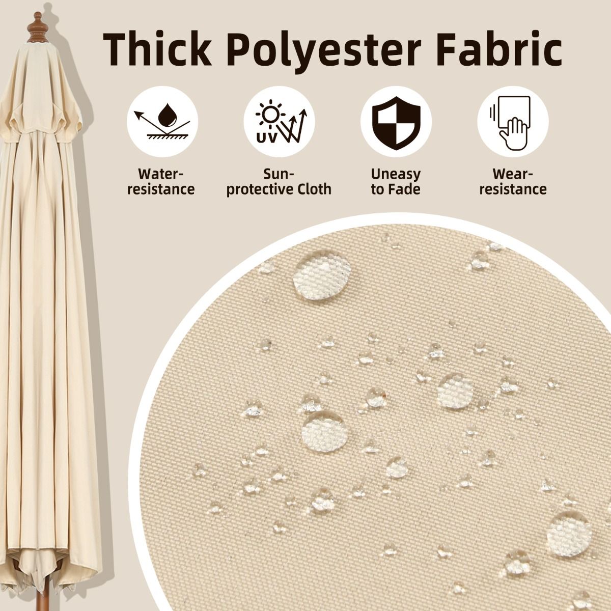 Coast Sonnenschirm mit 8 Stützen, neigbar - Beige - 300 cm