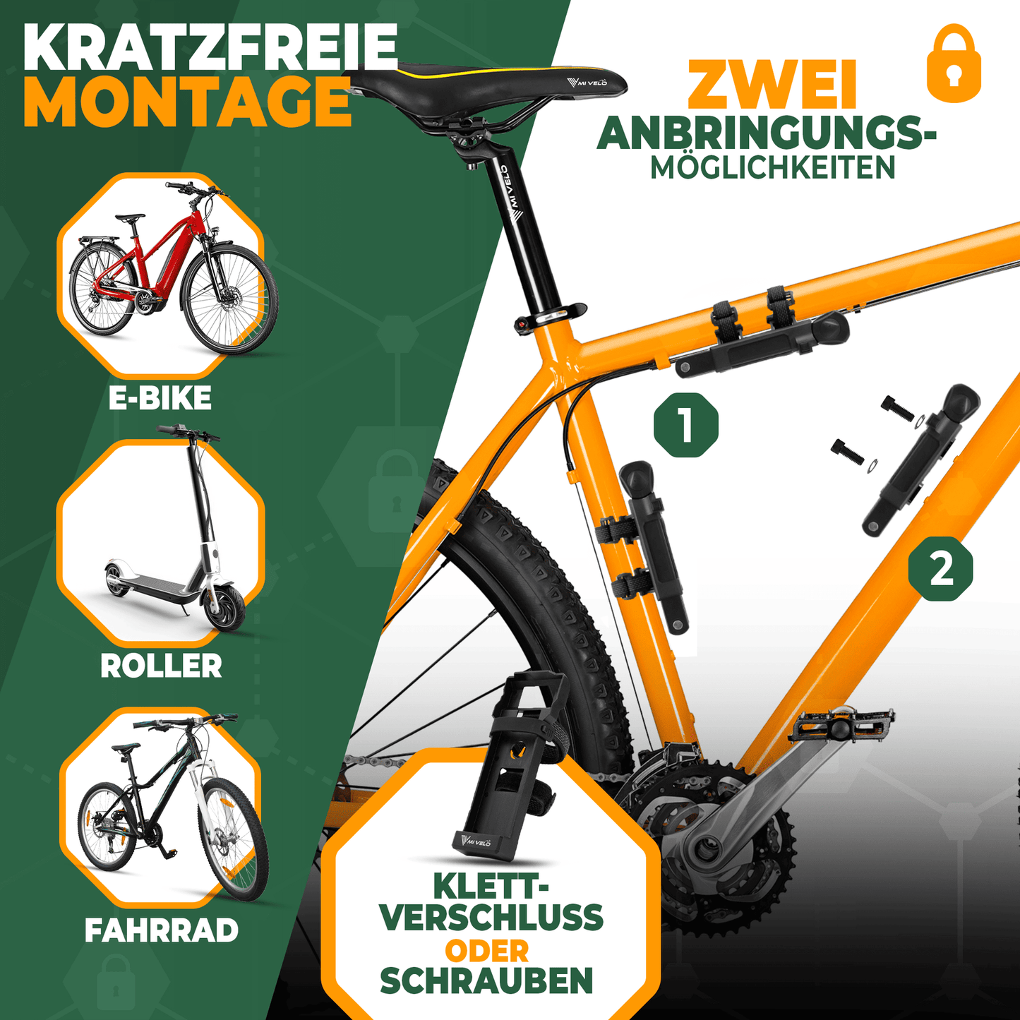 MIVELO Robustes Fahrradschloss mit Zahlencode – 120 cm lang – Carbonstahl – Wasserfest – 20 x 6 cm – Schwarz