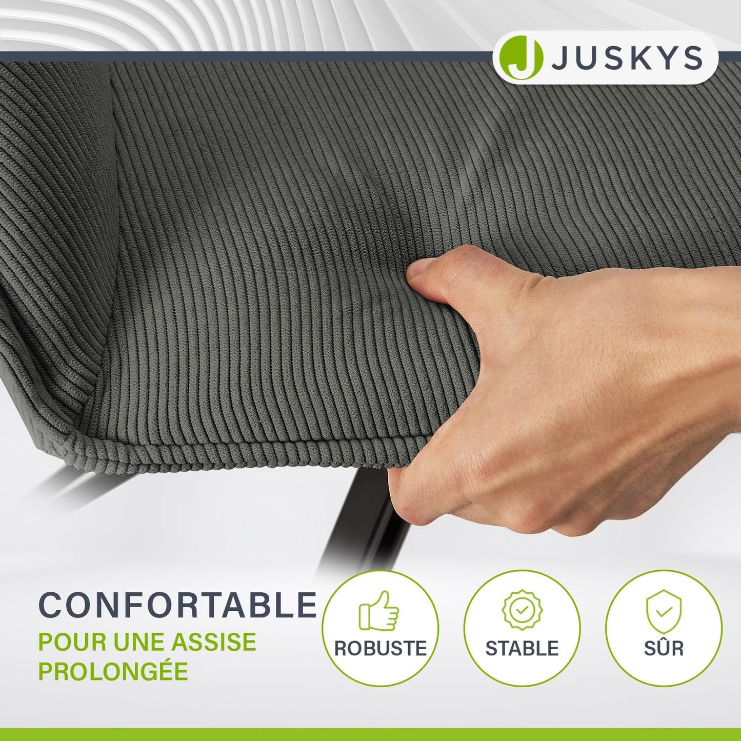 Juskys Esszimmerstuhl mit Armlehne - 120 Kg Kapazität - 61 x 57 x 85 cm - Hellgrau