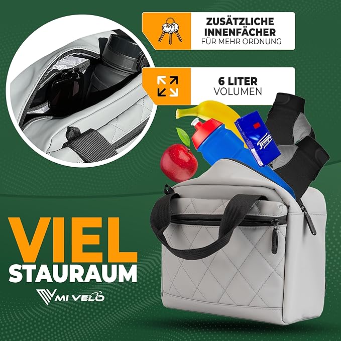 MIVELO - Lenkertasche - Wasserabweisend & Klickfix-kompatibel - 7 Liter - Grau