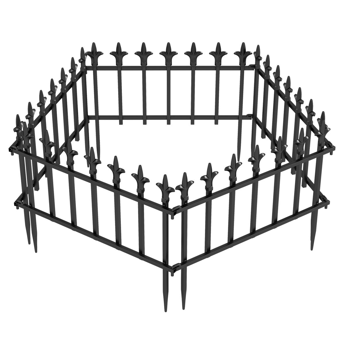 Coast Gartenzaun – 5-teiliger, zusammenklappbarer Metallzaun – flexibel und dekorativ – schwarz, 56 x 44 cm