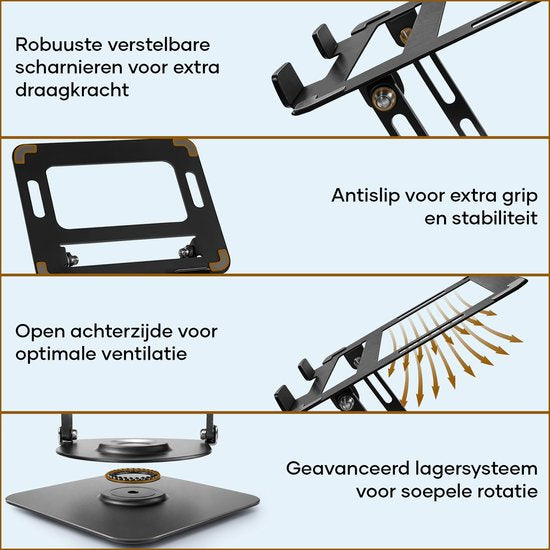 Villux Laptop-Ständer, ergonomisch – Verstellbarer Laptop-Ständer – Laptop-Halterung – Laptop-Ständer – Laptop-Erhöhung – Zusammenklappbarer Laptop-Ständer – Inklusive E-Book – Inklusive Mauspad