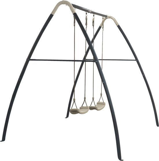 AXI Doppel-Metallschaukel in Anthrazit/Creme - Freistehende Schaukelanlage mit Kunststoff-Schaukelsitzen - Schaukelanlage für Kinder