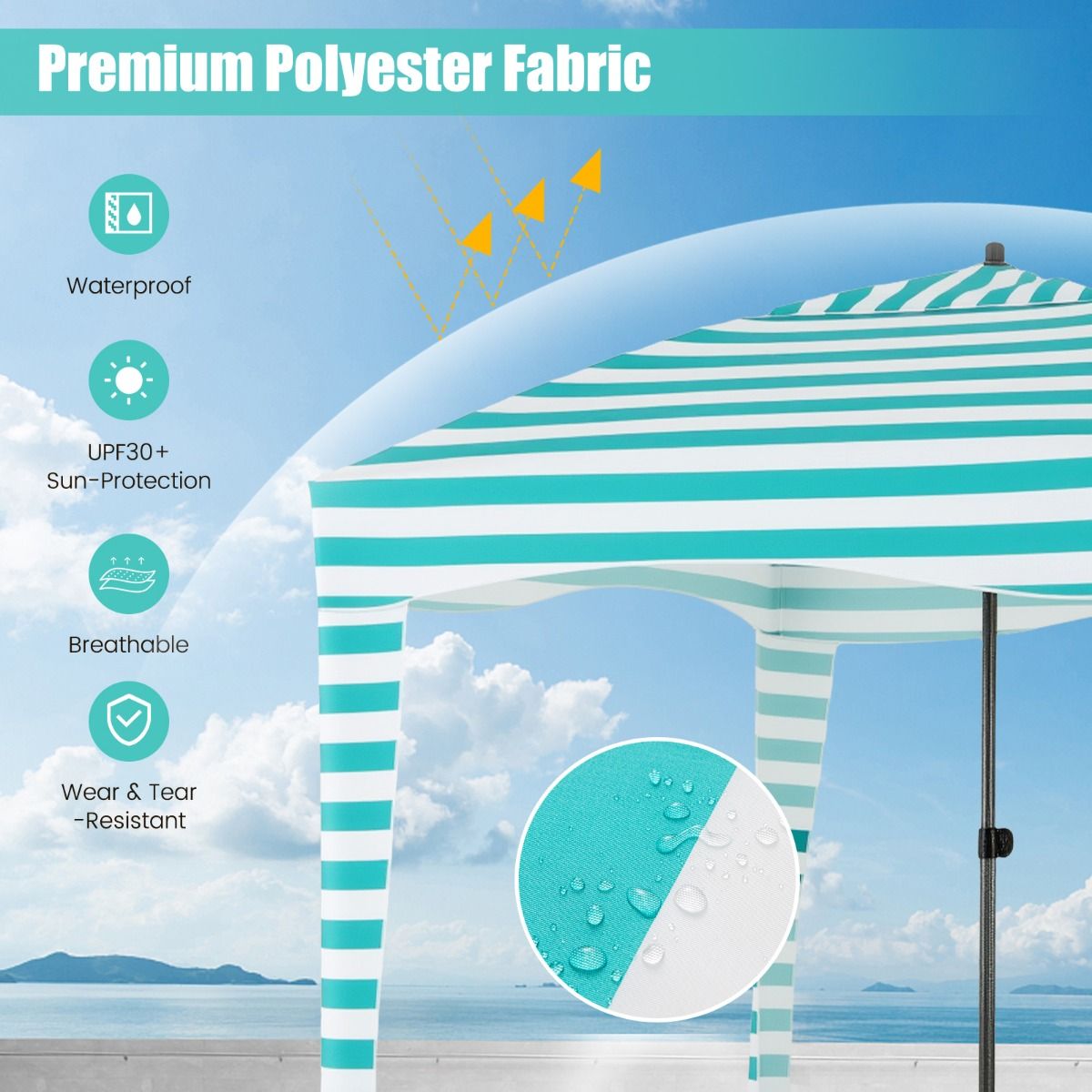 coast Beach Tent - faltbar 183 x 183 x 215-240 cm Grün/Weiß