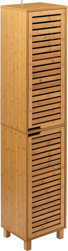 5Five Säulenschrank – hoch – 34 x 24 x 170 cm – Bambus – braun – Badezimmerschrank – Badezimmermöbel