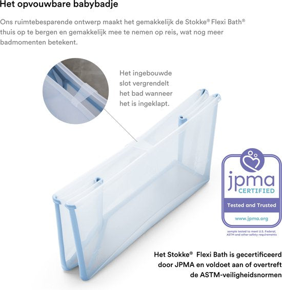 Stokke Flexi Bath XL (Ocean Blue) mit Stütze für Neugeborene – Langlebig und leicht zu verstauen – Praktisch für zu Hause oder auf Reisen – Geeignet für Kinder von 0 bis 6 Jahren