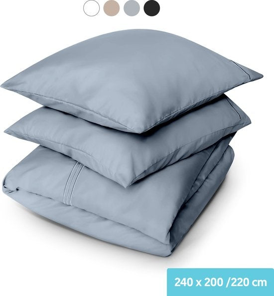 Dreamlab Dekbedovertrek set - 240 x 200/220 cm - Beddengoed met kussensloop - Twee persoons - Vier seizoenen - Microvezel - Stone Gray