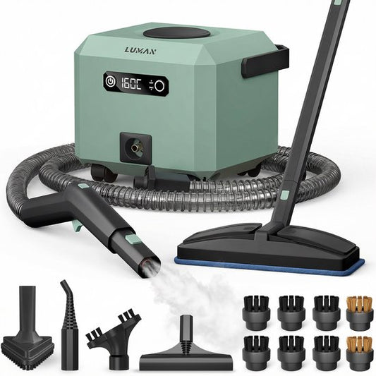LUMAN Dampfreiniger MAX – 2600 W – 60 Min. Dampflaufzeit – 2,5 l Wassertank – Handdampfreiniger & Teppichreiniger – Grün