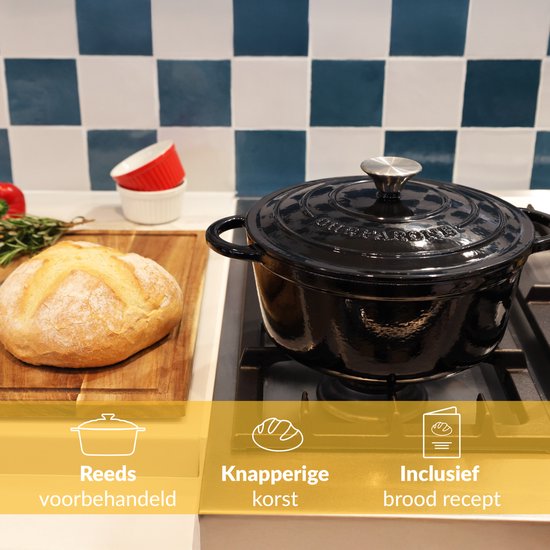 Chefarone-Gusseisenpfanne 4,7 l – PFAS-frei – Bratpfanne inklusive Deckel – Kochgeschirr für alle Wärmequellen – Kochtopf Ø 26 cm – schwarz emailliert – Geschenk für Frauen