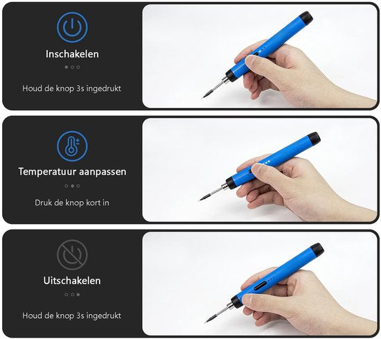 Tech Essentials Kabelloses Lötkolben - 8W - USB-C - Mit Dose - Kit - Feinlöten - Stift - Batterie - Lötset - Löten - Elektrowerkzeug - Orange