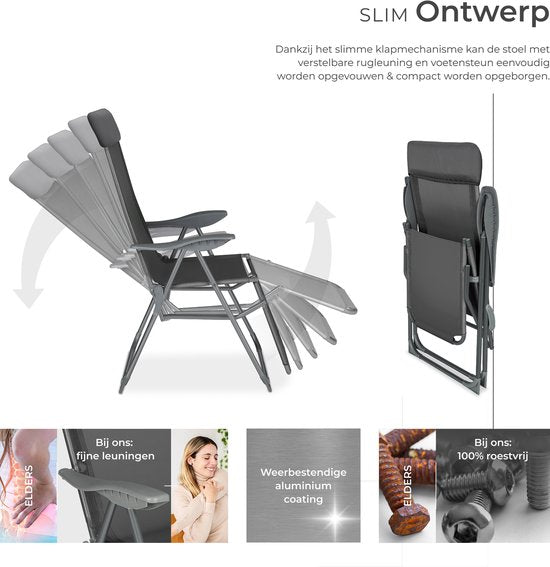 Tectake - 2er-Set Klappstühle - für Garten, Terrasse oder Balkon - Aluminium - Anthrazit