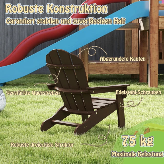 Coast Kinder-Gartenstuhl Braun - HDPE Relax-Stuhl mit ergonomischer Rückenlehne - 53,5 x 52 x 64 cm