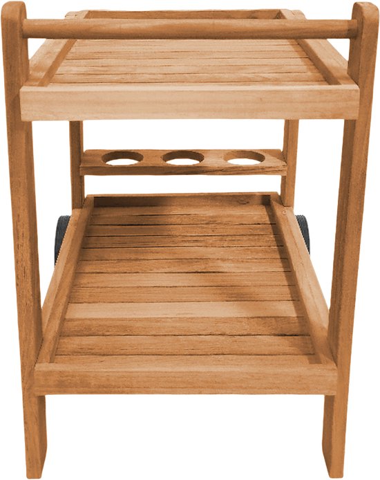 AXI Miri Teak Servierwagen – 70 x 48 x 70 cm – Teakholz – Mit 2 Rädern und 3 Flaschenhaltern – Für den Außen- und Innenbereich – Für Garten, Terrasse und Balkon