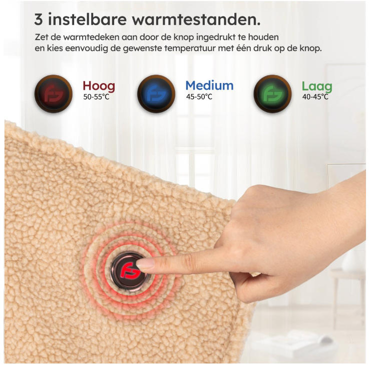 Saaf - Heizdecke & Sitzheizung - 40 x 110 cm - Beige Teddy - 3 Wärmestufen mit 10.000 mAh Akku - Kabellos & USB-beheizt - Maximaler Komfort