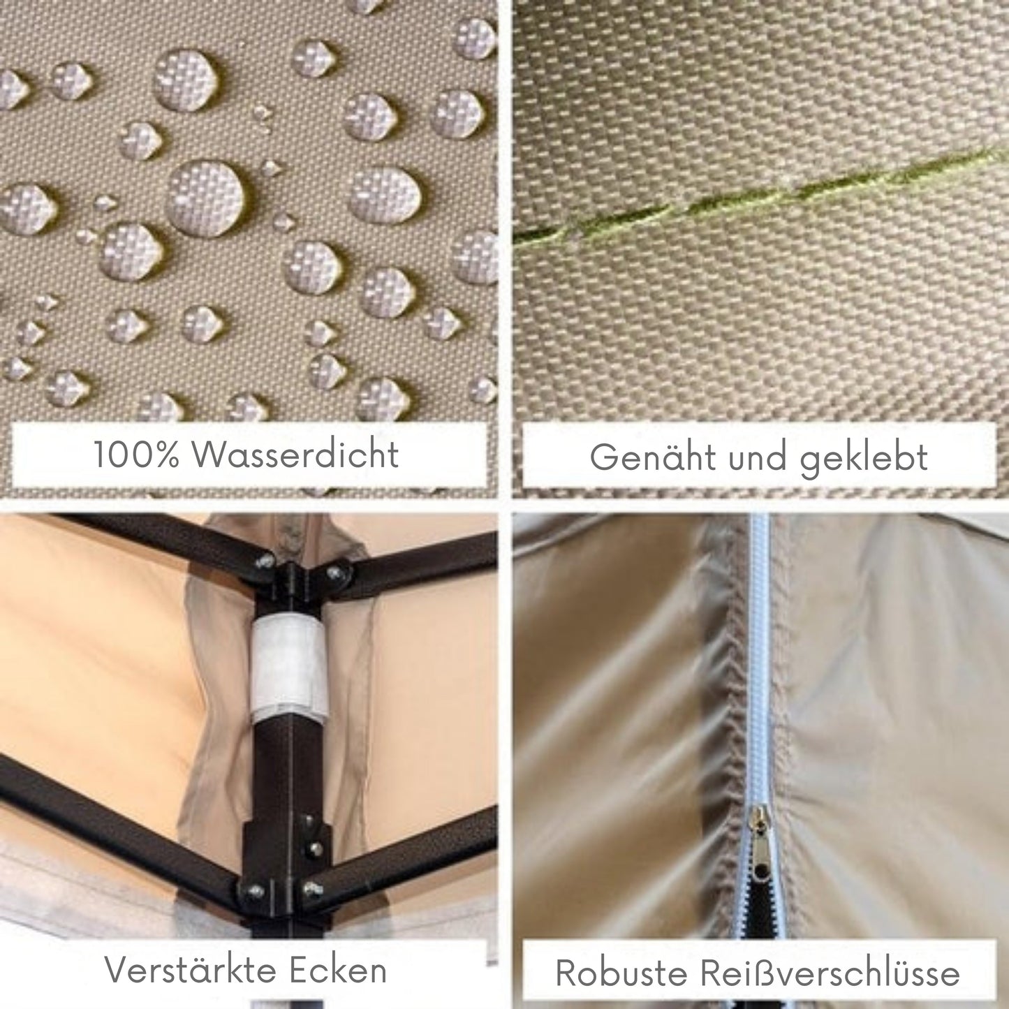 LifeGoods Partyzelt Pavillon - 3x3 m - Mit Seitenwänden - Leicht aufbaubar - Faltbar - Wasserdicht - Inkl. Tragetasche mit Rädern - Beige