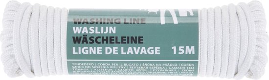 Wäscheleine/Trocknungsleine, weiß, 15 Meter, aus Polyester – Wäscheleinenfaden – Wäsche aufhängen
